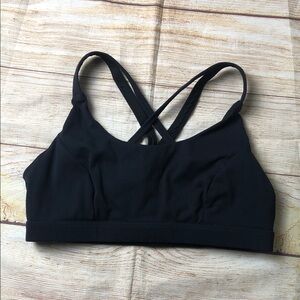 Running Girl Black Cross-Back Sports Bra